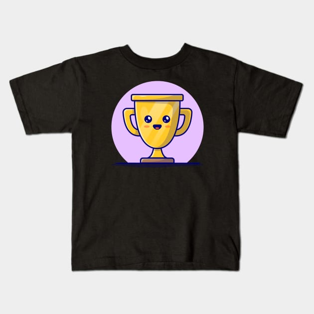Cute Gold Trophy Cartoon Vector Icon Illustration Kids T-Shirt by Catalyst Labs